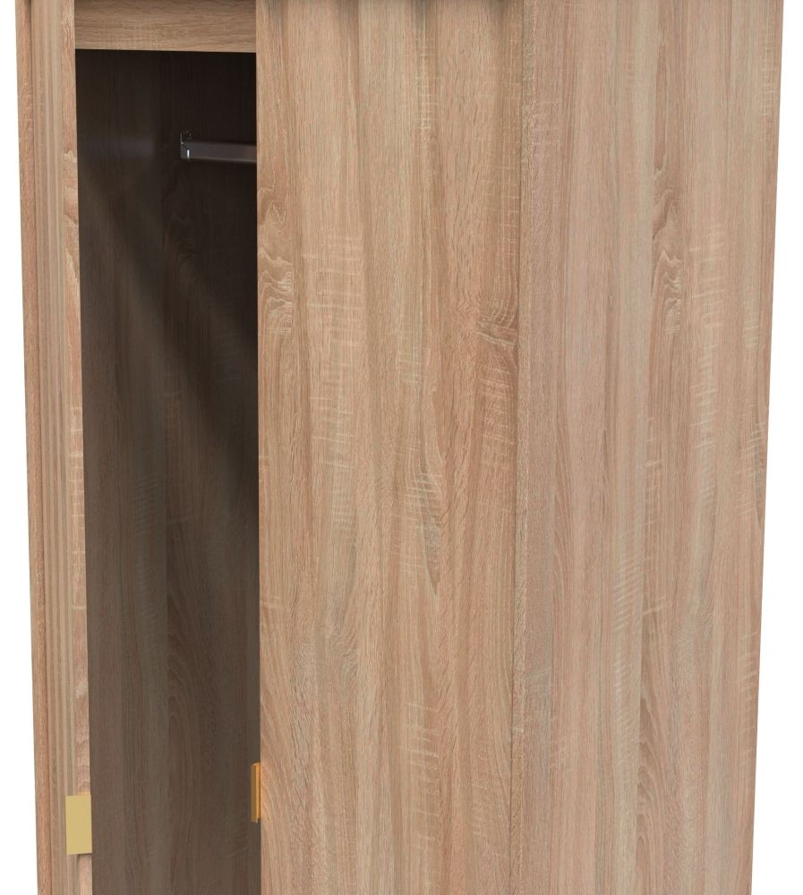 Product photograph of Diamond Oak Effect 2 Door Plain Tall Wardrobe from Choice Furniture Superstore.