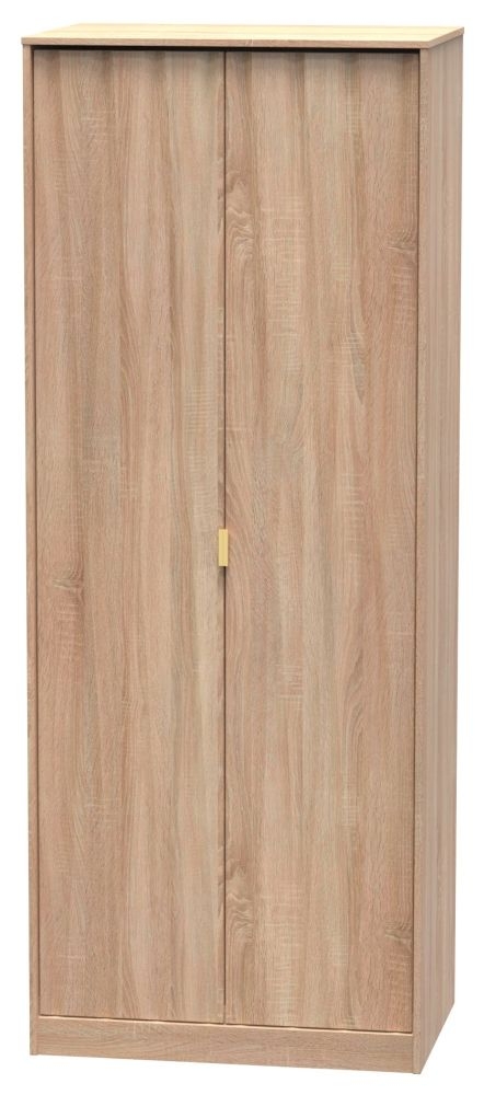 Product photograph of Diamond Oak Effect 2 Door Plain Tall Wardrobe from Choice Furniture Superstore.