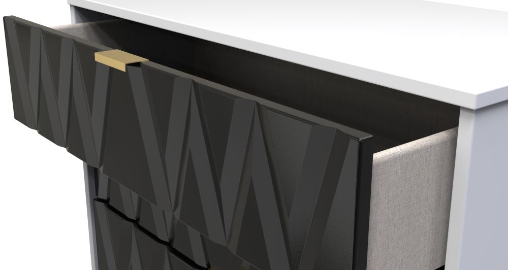 Product photograph of Diamond Black And White 4 Drawer Chest With Gold Hairpin Legs from Choice Furniture Superstore.