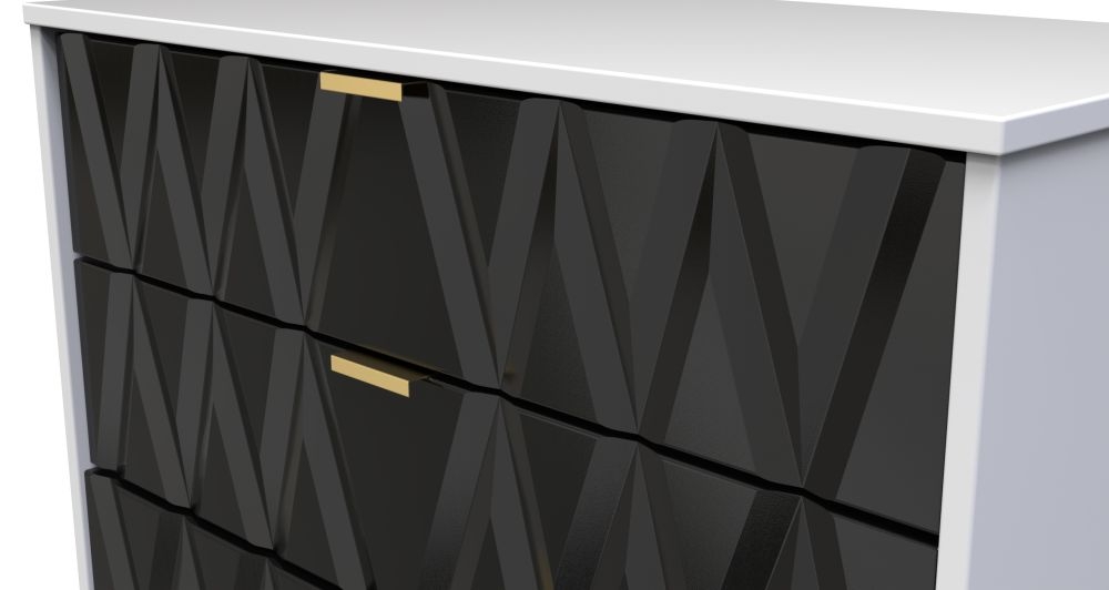 Product photograph of Diamond Black And White 5 Drawer Chest With Gold Hairpin Legs from Choice Furniture Superstore.