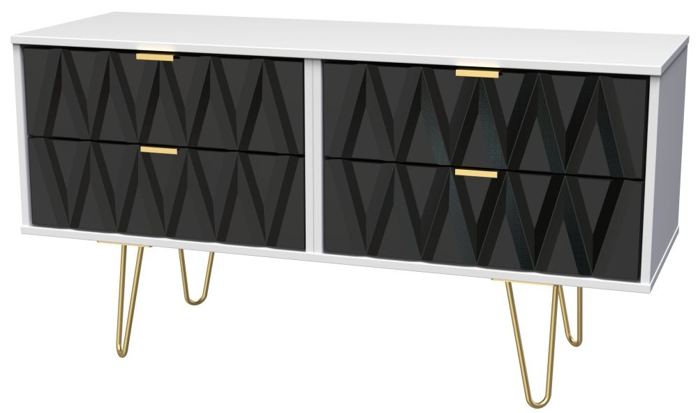 Product photograph of Diamond Bed Box With Hairpin Legs - Black And White from Choice Furniture Superstore.