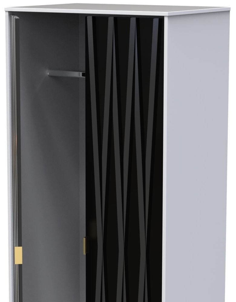 Product photograph of Diamond Black And White 2 Door Plain Tall Wardrobe from Choice Furniture Superstore.