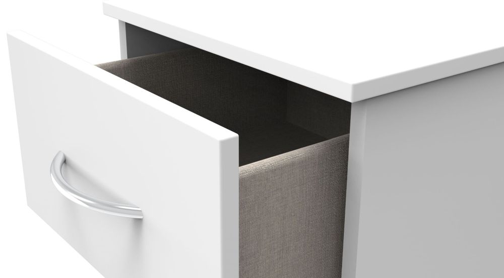 Product photograph of Avon White 3 Drawer Bedside Cabinet from Choice Furniture Superstore.