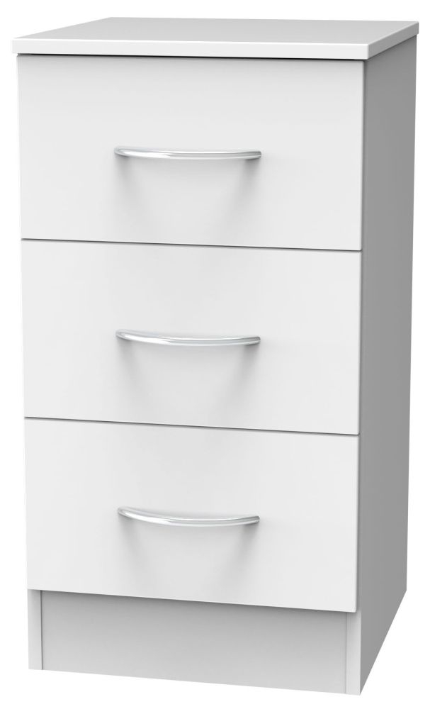Product photograph of Avon White 3 Drawer Bedside Cabinet from Choice Furniture Superstore.