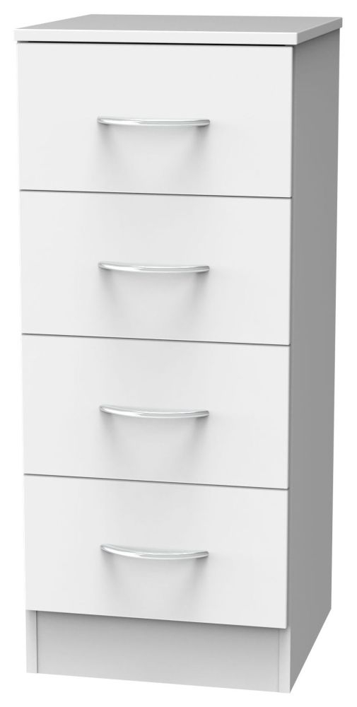 Product photograph of Avon White 4 Drawer Narrow Chest from Choice Furniture Superstore.