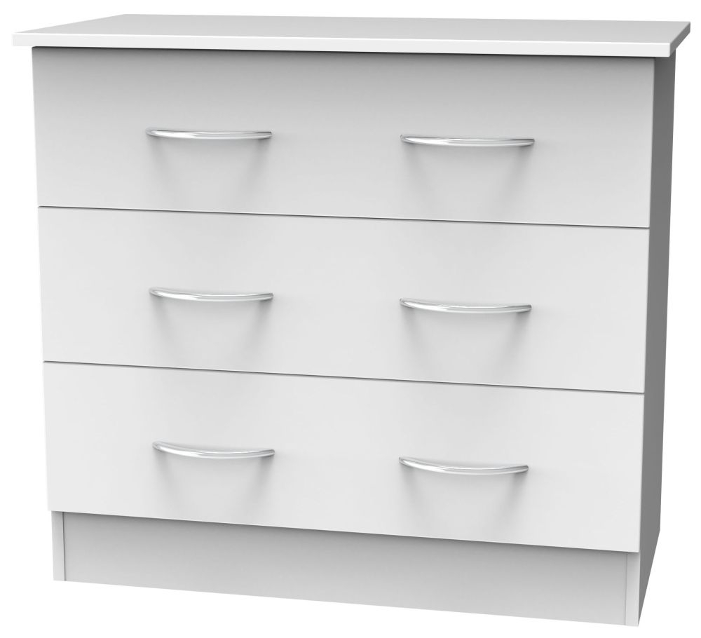 Product photograph of Avon White 3 Drawer Small Chest from Choice Furniture Superstore.