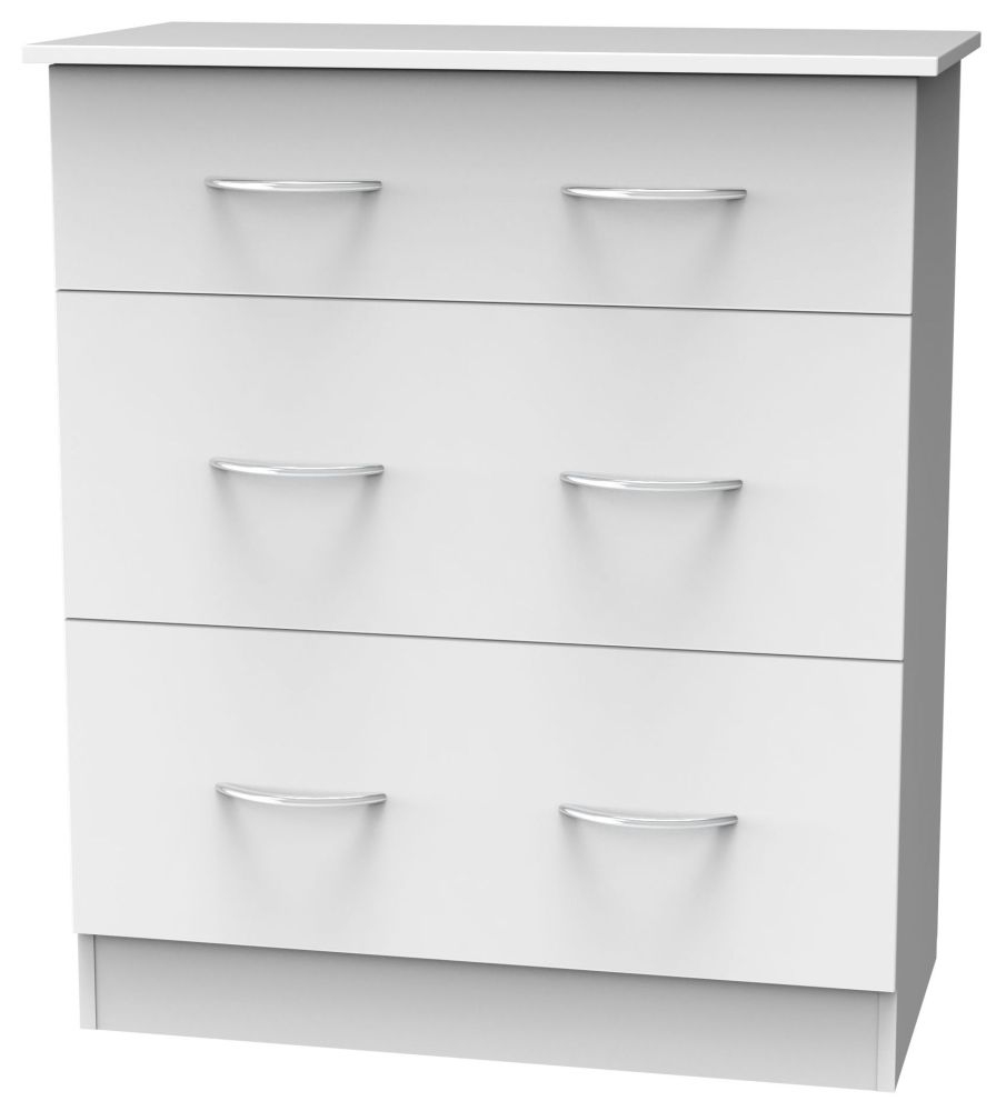 Product photograph of Avon White 3 Drawer Deep Chest from Choice Furniture Superstore.