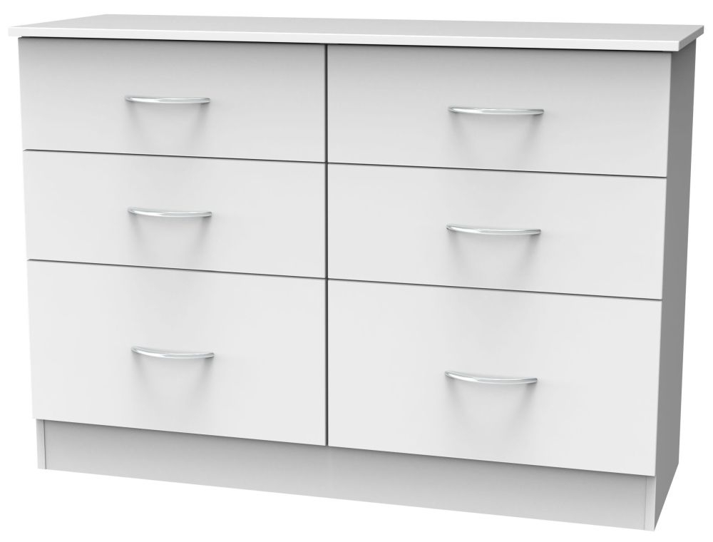 Product photograph of Avon White 6 Drawer Midi Chest from Choice Furniture Superstore.