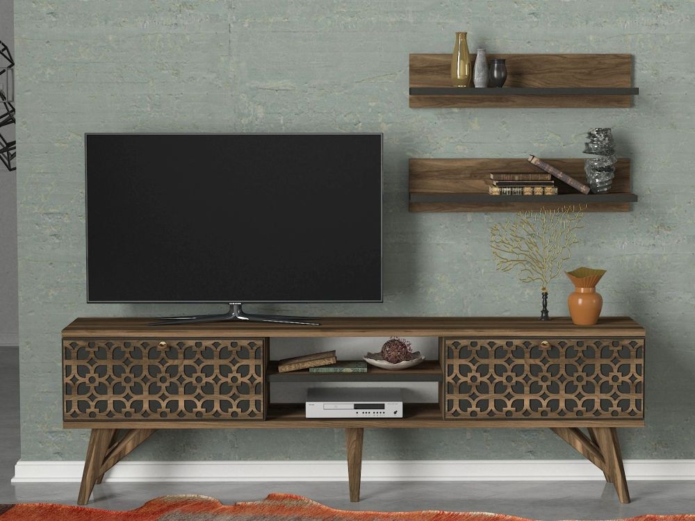 Product photograph of Abie Walnut 2 Door Tv Unit from Choice Furniture Superstore.