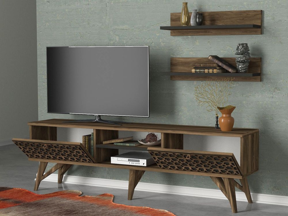 Product photograph of Abie Walnut 2 Door Tv Unit from Choice Furniture Superstore.