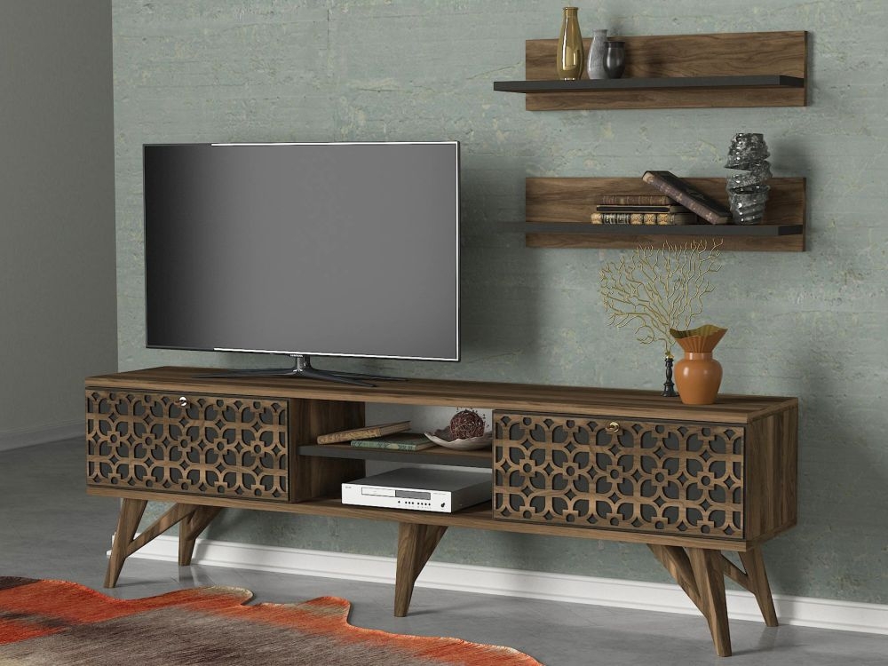 Product photograph of Abie Walnut 2 Door Tv Unit from Choice Furniture Superstore.