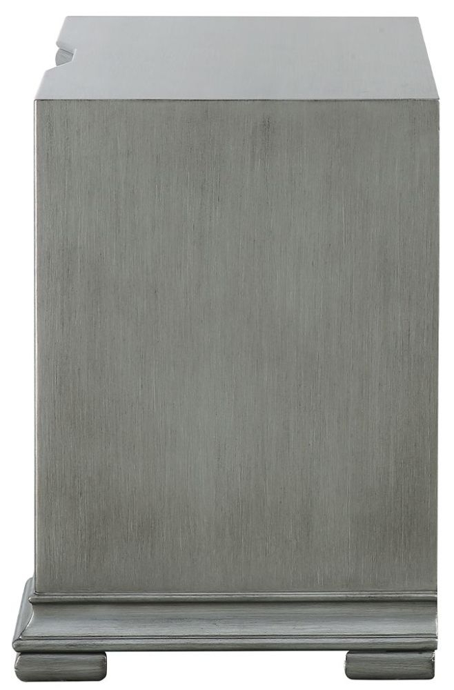 Product photograph of Lucca Mirrored Grey 3 Drawer Bedside Cabinet from Choice Furniture Superstore.