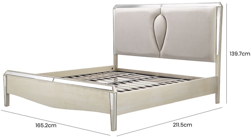 Product photograph of Pristina Mirrored Champagne King Size Bed Frame from Choice Furniture Superstore.