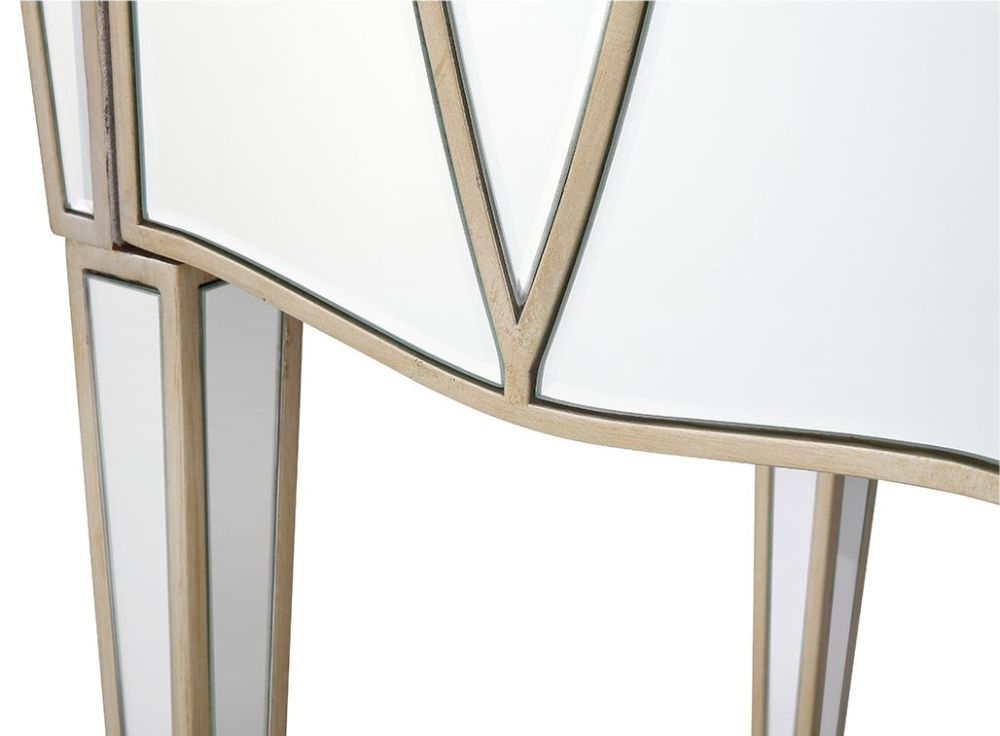 Product photograph of Pristina Mirrored Champagne 3 Drawer Dressing Table from Choice Furniture Superstore.