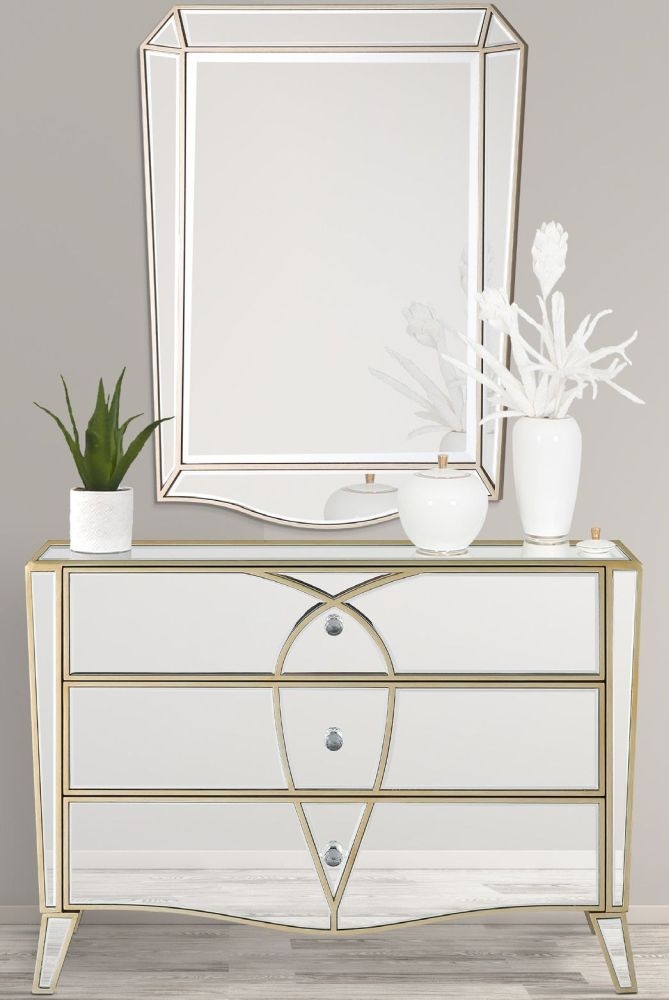 Product photograph of Pristina Champagne Wall Mirror from Choice Furniture Superstore.