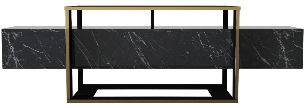 Product photograph of Weldona Black Marble Effect Tv Unit from Choice Furniture Superstore.