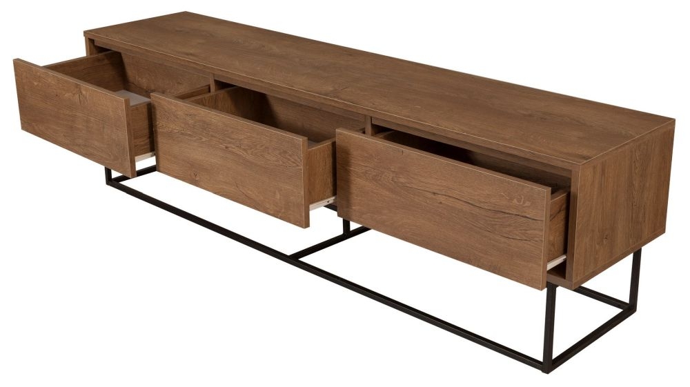 Product photograph of Stateline Walnut 3 Drawer Tv Unit from Choice Furniture Superstore.