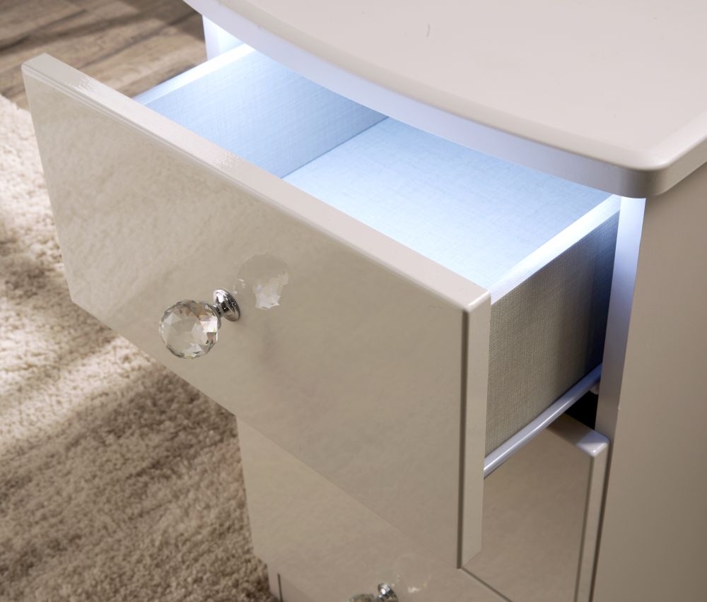 Product photograph of Lumiere Cashmere 3 Drawer Bedside Cabinet from Choice Furniture Superstore.