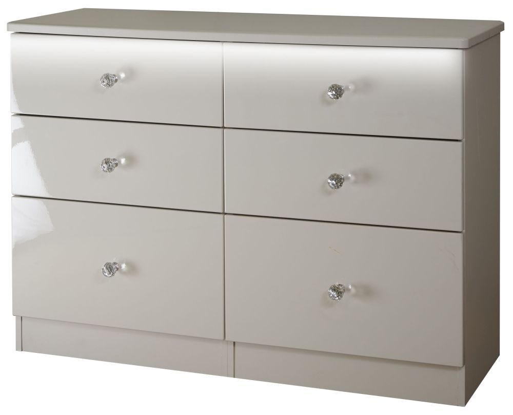 Product photograph of Lumiere Kaschmir Gloss 6 Drawer Midi Chest from Choice Furniture Superstore.