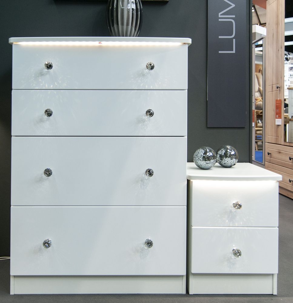 Product photograph of Lumiere 2 Drawer Bedside Cabinet from Choice Furniture Superstore.
