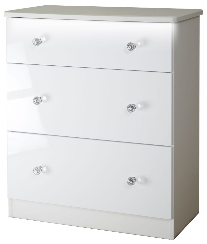 Product photograph of Lumiere White Gloss 3 Drawer Deep Chest from Choice Furniture Superstore.