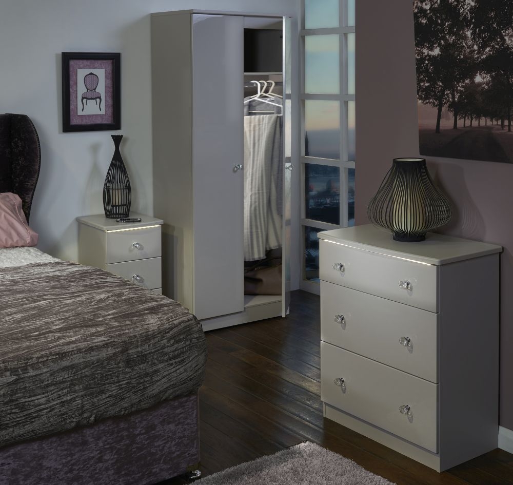 Product photograph of Lumiere White Gloss 3 Drawer Deep Chest from Choice Furniture Superstore.