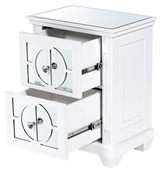 Product photograph of Torino Mirrored 2 Drawer Bedside Cabinet from Choice Furniture Superstore.