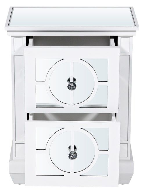 Product photograph of Torino Mirrored 2 Drawer Bedside Cabinet from Choice Furniture Superstore.