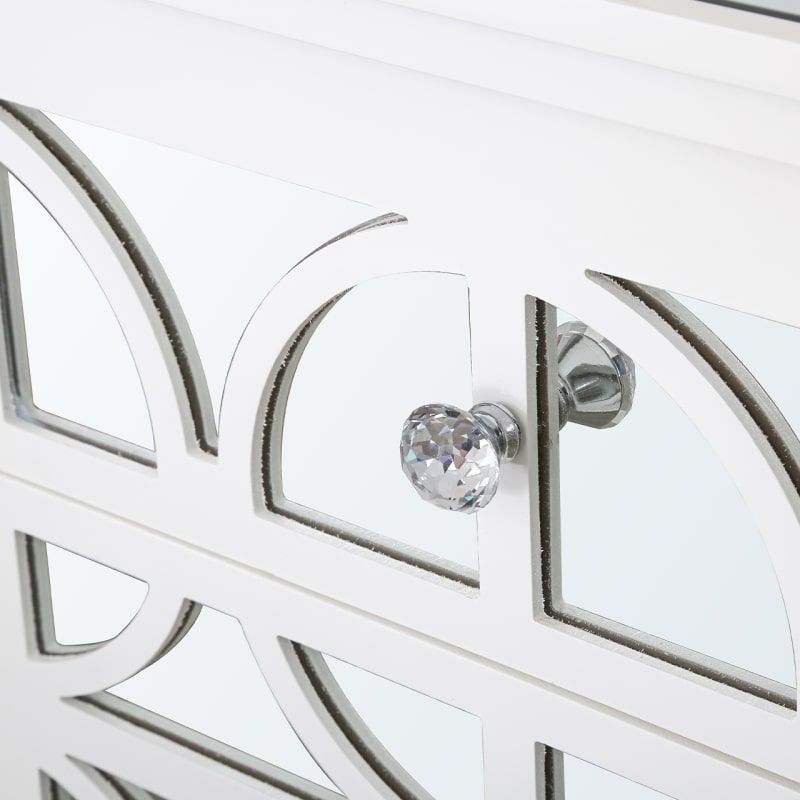 Product photograph of Torino White Mirrored 3 Drawer Bedside Cabinet from Choice Furniture Superstore.