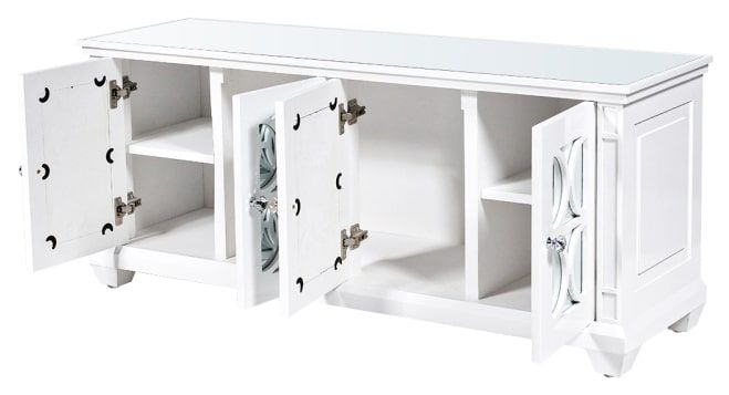 Product photograph of Torino White Mirrored 4 Door Entertainment Unit from Choice Furniture Superstore.