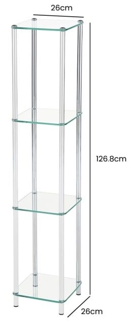 Product photograph of Harry 126cm Tier Glass And Chrome Display Unit from Choice Furniture Superstore.