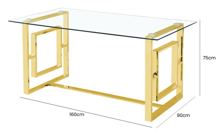 Product photograph of Apex Glass And Gold Dining Table from Choice Furniture Superstore.