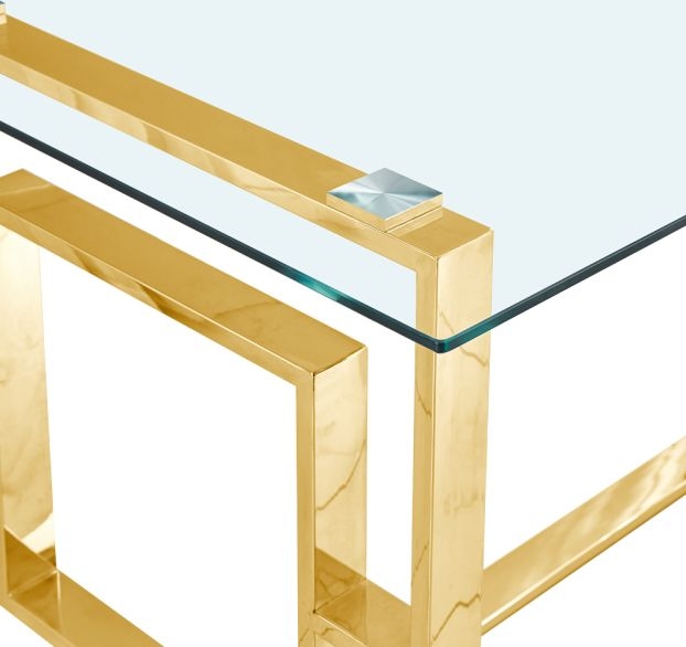 Product photograph of Apex Glass And Gold Dining Table from Choice Furniture Superstore.