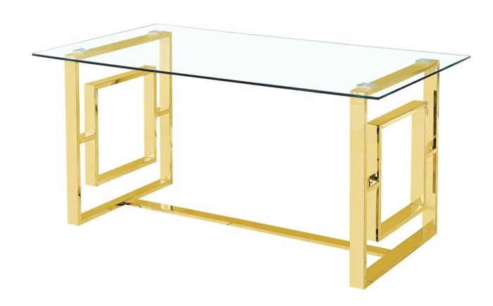 Product photograph of Apex Glass And Gold Dining Table from Choice Furniture Superstore.