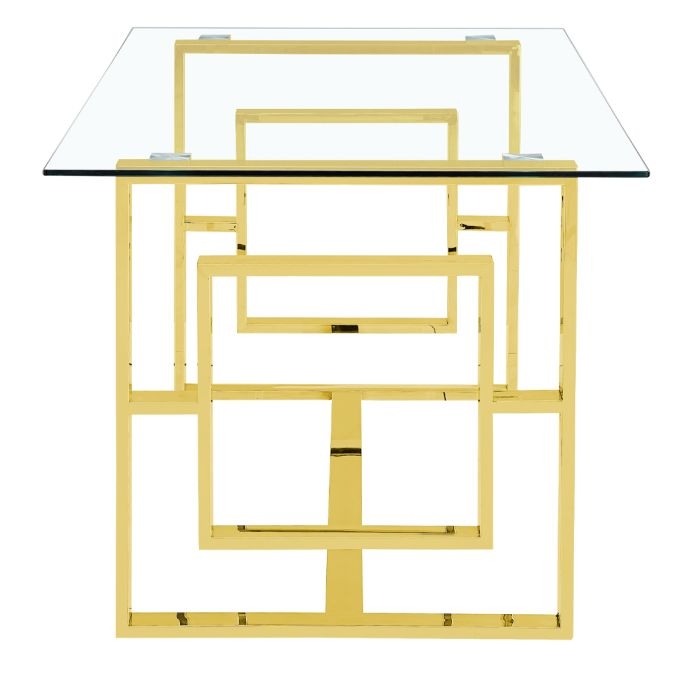 Product photograph of Apex Glass And Gold Dining Table from Choice Furniture Superstore.