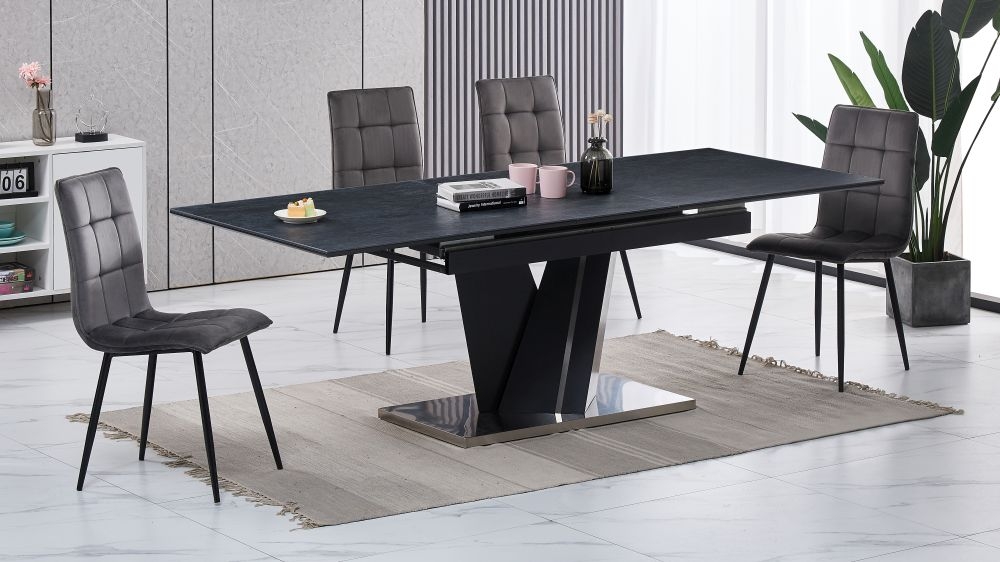 Product photograph of Adele Dark Grey Ceramic Top 180cm-220cm Extending Dining Table from Choice Furniture Superstore.
