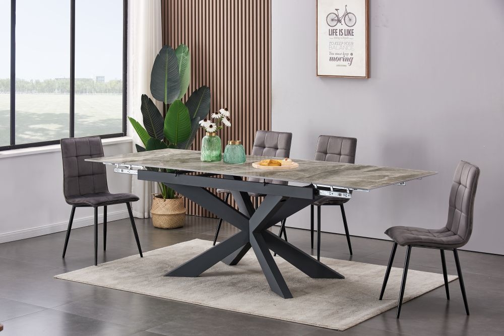 Product photograph of Boston Light Grey Ceramic Top 160cm-240cm Extending Dining Table from Choice Furniture Superstore.