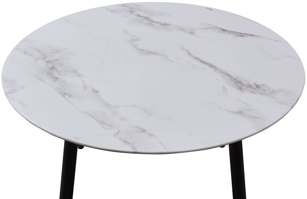 Product photograph of Nero White And Grey Marble Effect Glass Top 4 Seater Round Dining Table - 120cm from Choice Furniture Superstore.