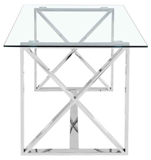 Product photograph of Zenith Glass And Chrome Dining Table from Choice Furniture Superstore.