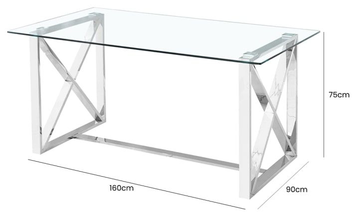 Product photograph of Zenith Glass And Chrome Dining Table from Choice Furniture Superstore.