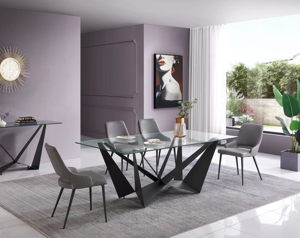Product photograph of Milan Dark Grey And Glass 180cm Dining Table from Choice Furniture Superstore.