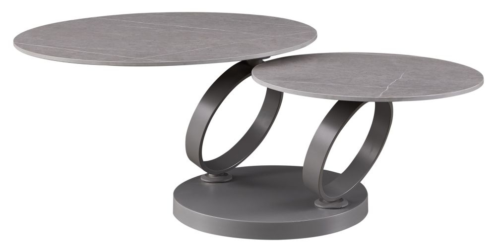 Product photograph of Sofia Rings Dark Grey Ceramic Top Swivel Extending Coffee Table from Choice Furniture Superstore.