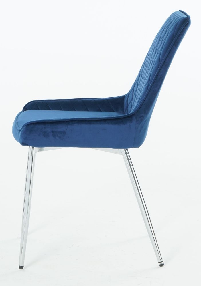 Product photograph of Aria Blue Velvet Dining Chair Set Of 4 from Choice Furniture Superstore.