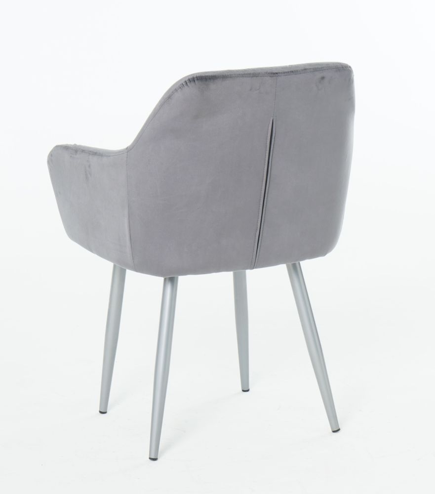 Product photograph of Gemma Dark Grey Velvet Fabric Dining Armchair With Chrome Legs Sold In Pairs from Choice Furniture Superstore.