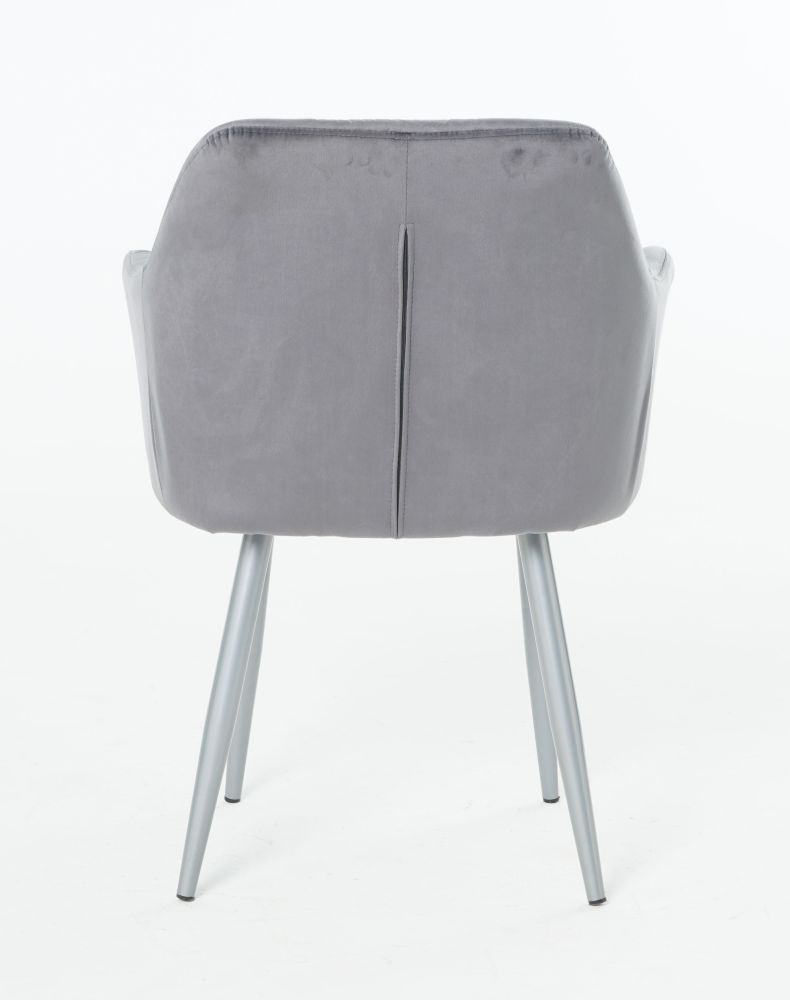 Product photograph of Gemma Dark Grey Velvet Fabric Dining Armchair With Chrome Legs Sold In Pairs from Choice Furniture Superstore.