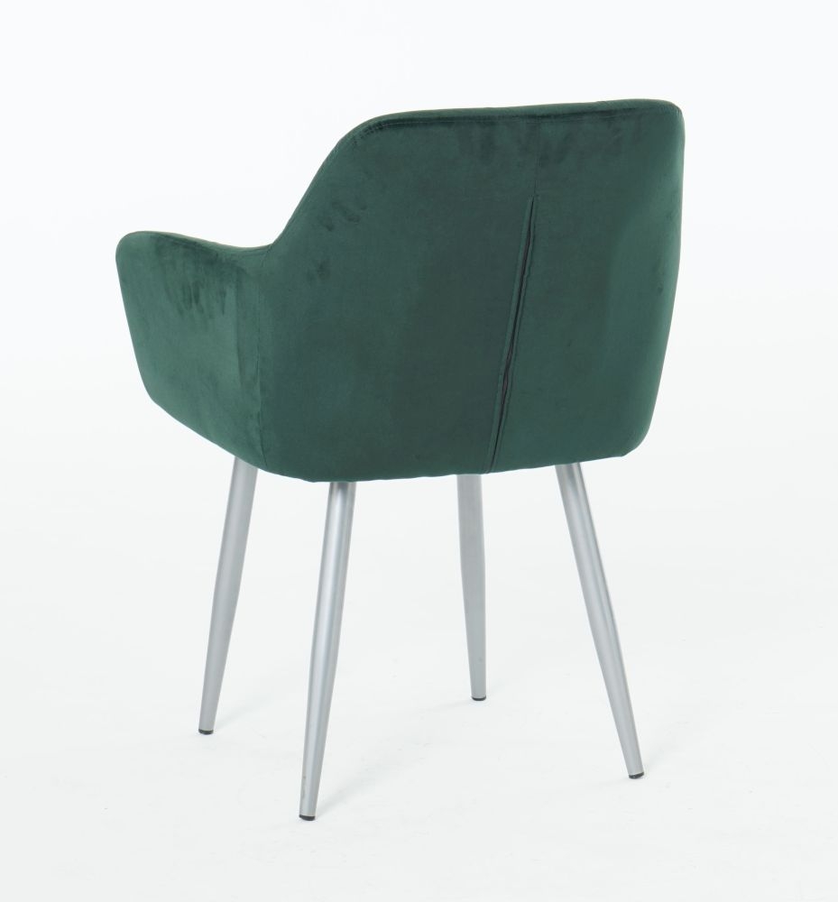 Product photograph of Gemma Green Velvet Fabric Dining Armchair With Chrome Legs Sold In Pairs from Choice Furniture Superstore.