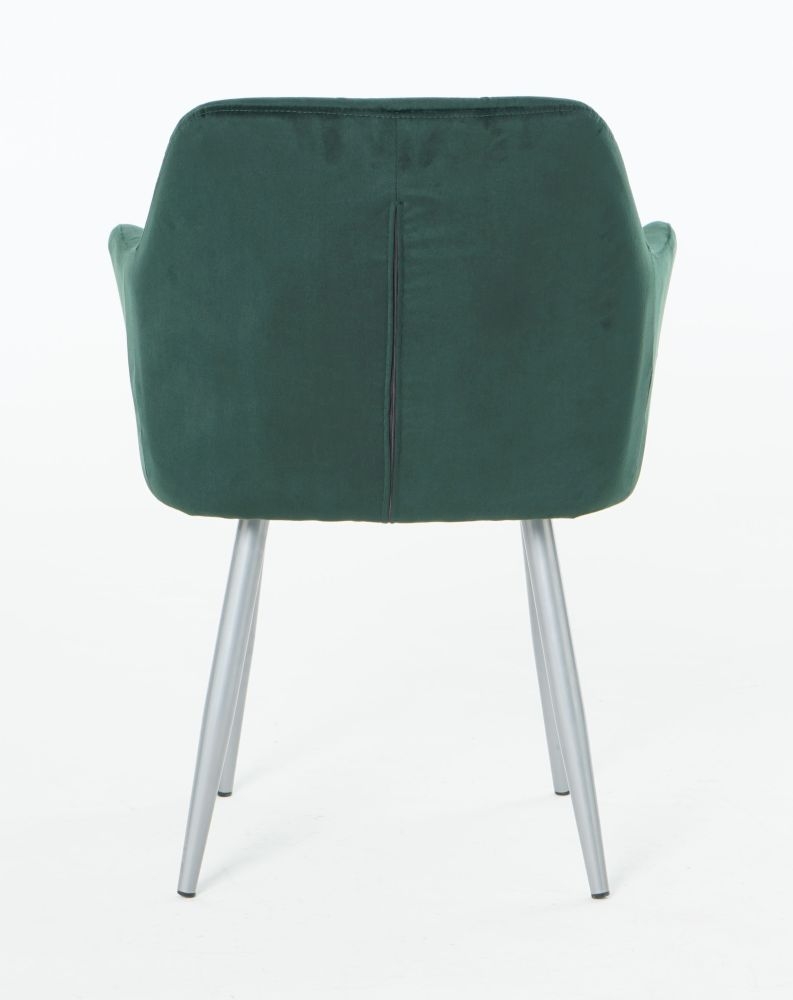 Product photograph of Gemma Green Velvet Fabric Dining Armchair With Chrome Legs Sold In Pairs from Choice Furniture Superstore.