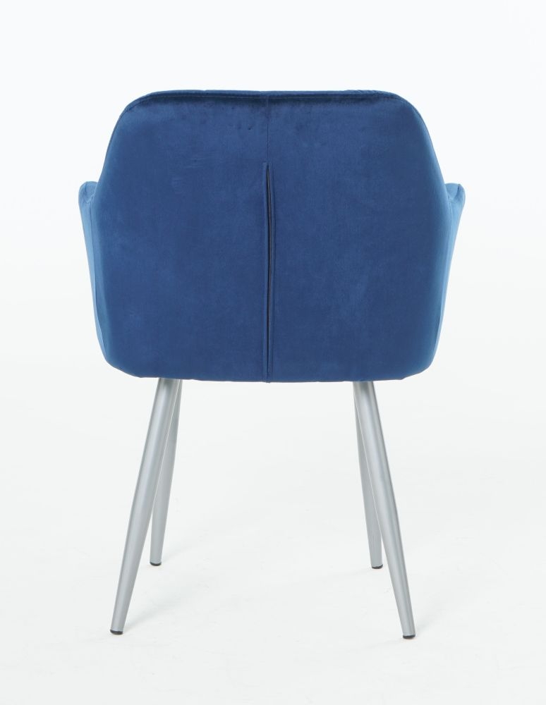 Product photograph of Gemma Blue Velvet Fabric Dining Armchair With Chrome Legs Sold In Pairs from Choice Furniture Superstore.