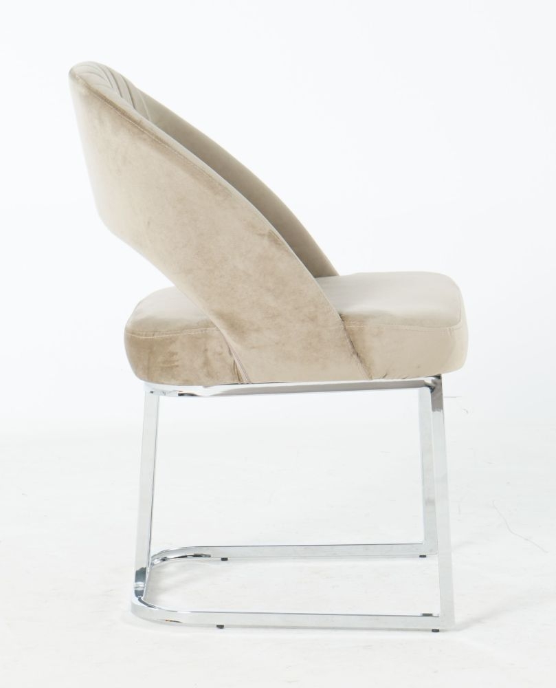 Product photograph of Isabella Mink Velvet Fabric U Shaped Dining Chair Sold In Pairs from Choice Furniture Superstore.