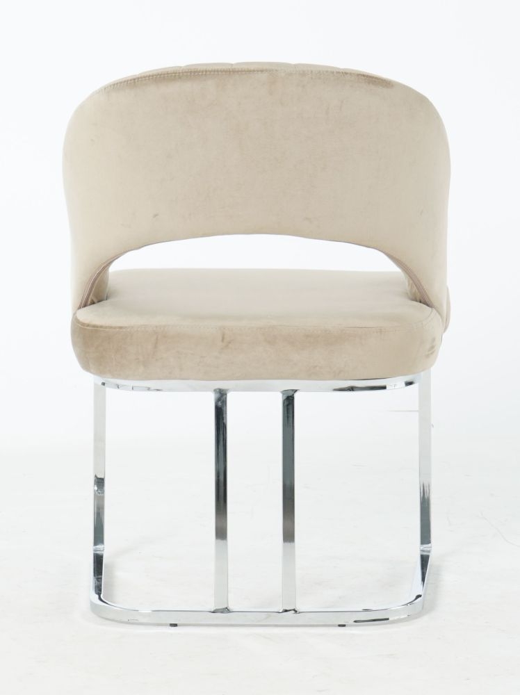 Product photograph of Isabella Mink Velvet Fabric U Shaped Dining Chair Sold In Pairs from Choice Furniture Superstore.